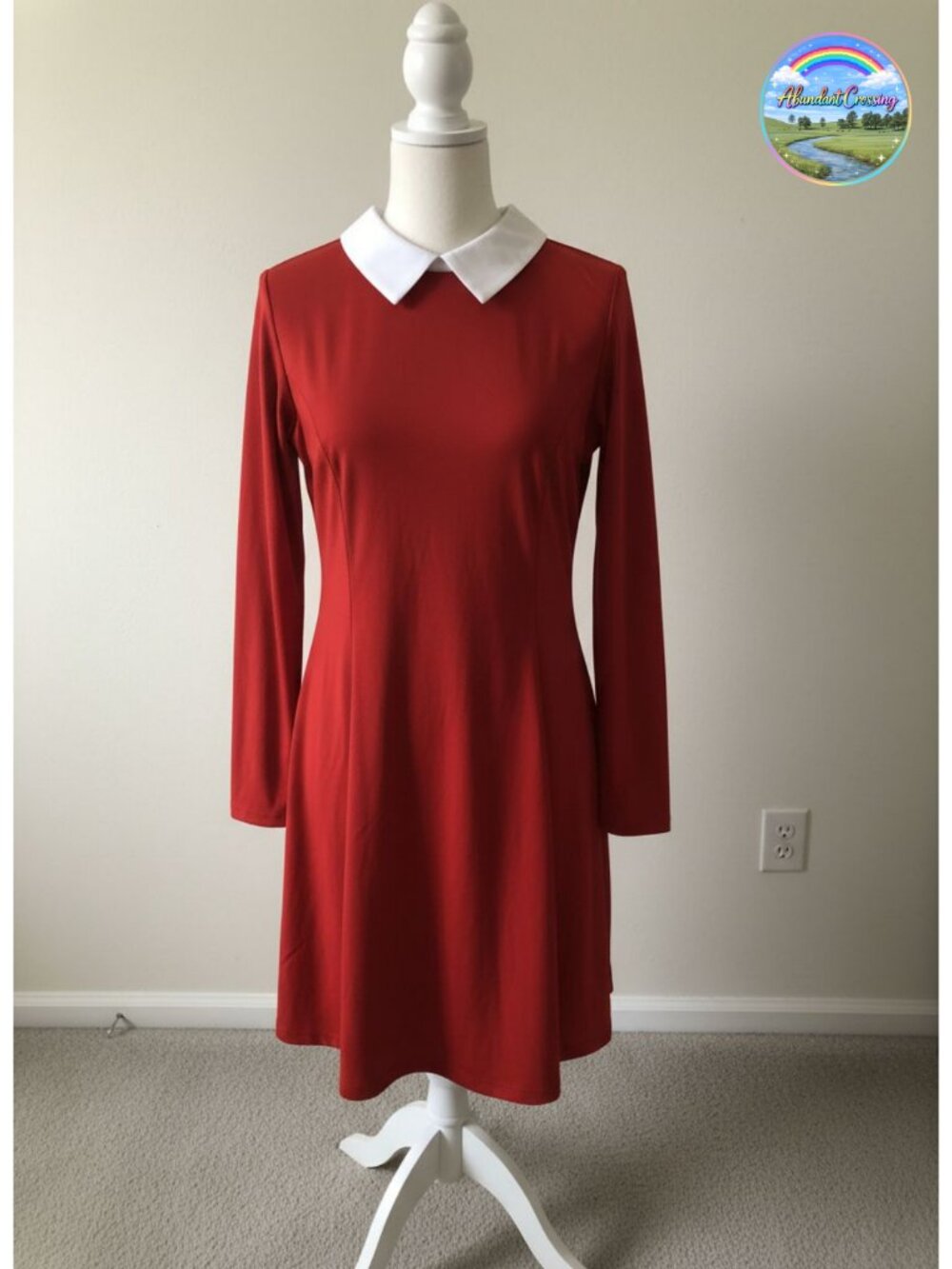 Womens Long Sleeve Peter Pan Collar A-Line Costume Dress